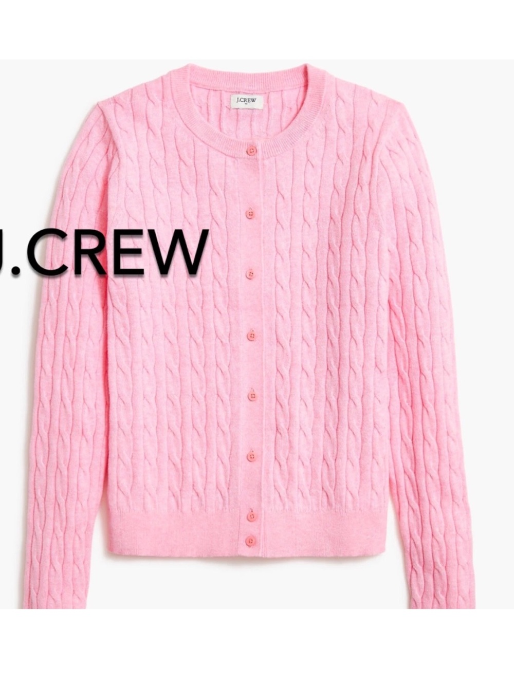 NEW - J.Crew Factory Pink Cable Cotton Cardigan Elegant - Sz: Medium (Msrp: $98)